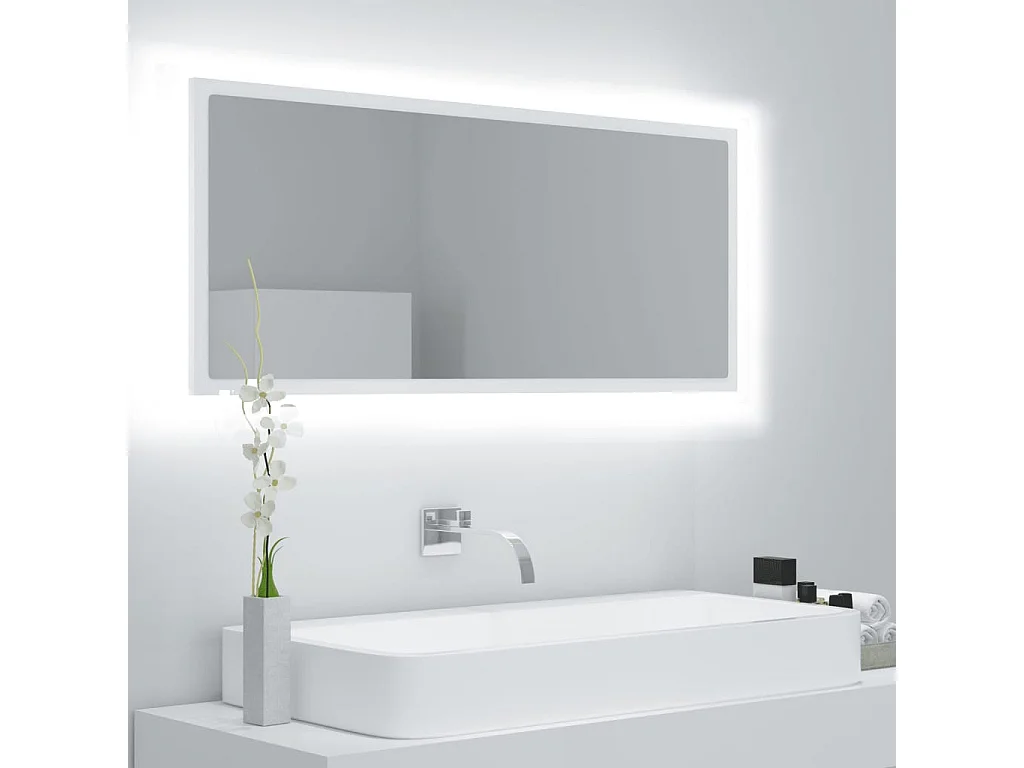Miroir à LED de salle de bain Blanc 100x8,5x37