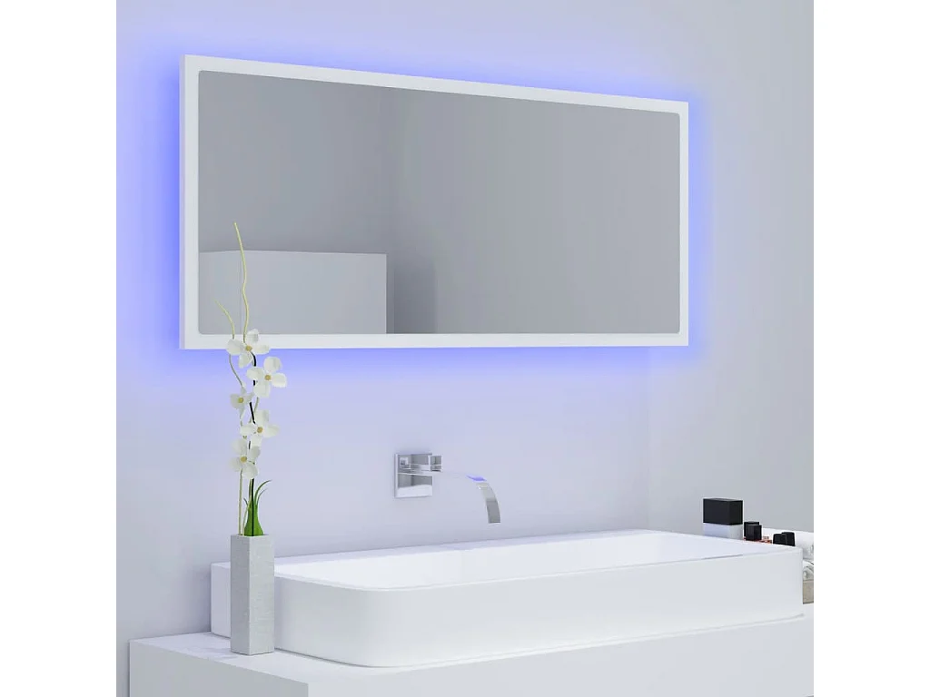 Miroir à LED de salle de bain Blanc 100x8,5x37