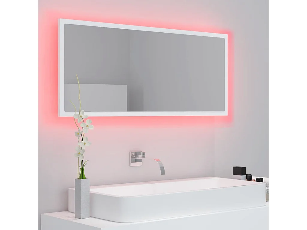 Miroir à LED de salle de bain Blanc 100x8,5x37