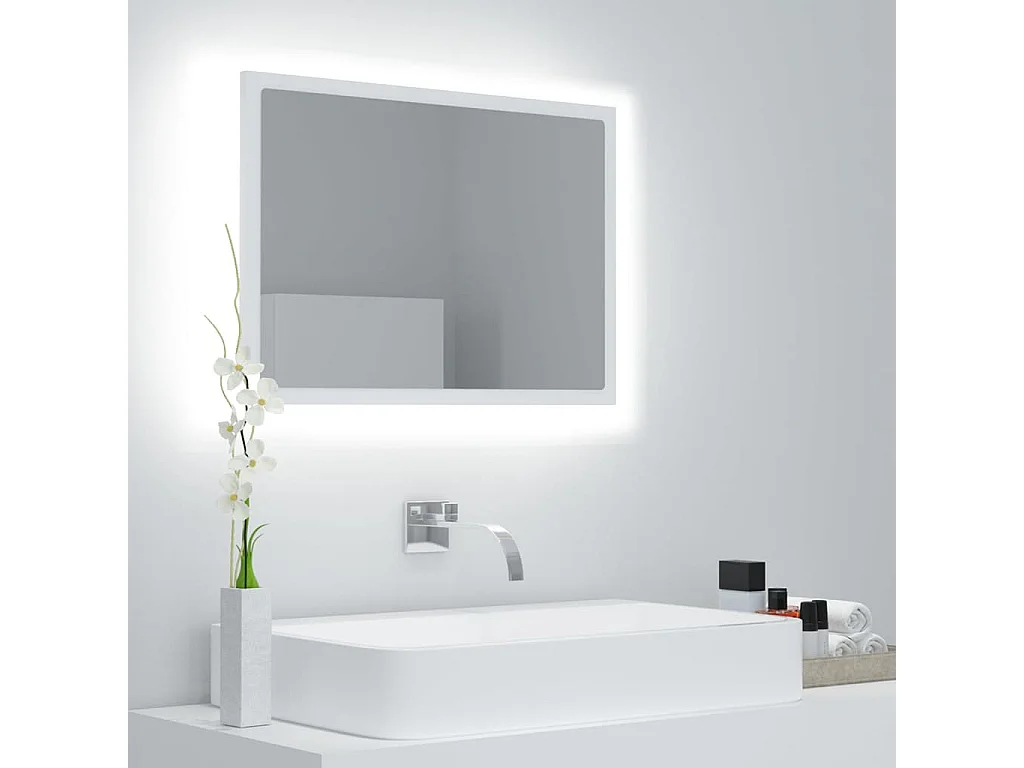 Miroir à LED de salle de bain Blanc 60x8,5x37