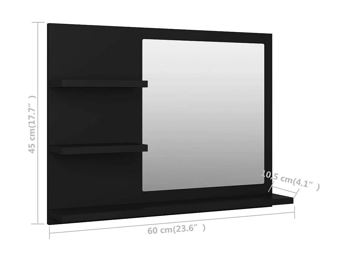 Miroir de salle de bain Noir 60x10,5x45