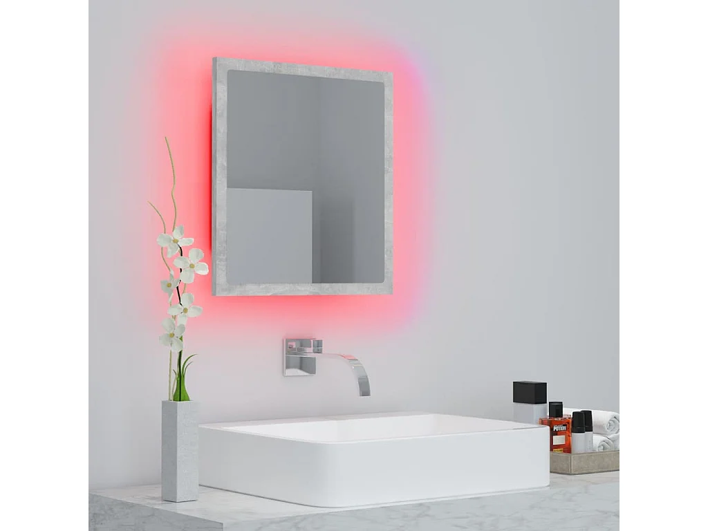 Miroir à LED de salle de bain Gris béton 40x8,5x37