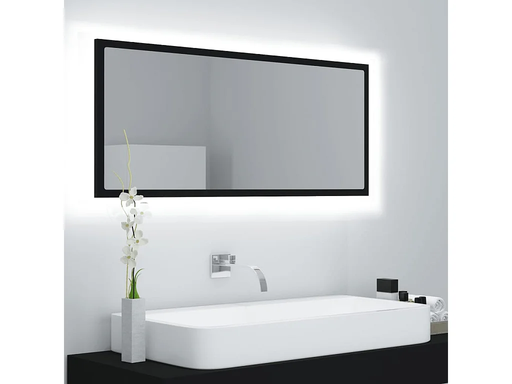 Miroir LED de salle de bain Noir 100x8,5x37