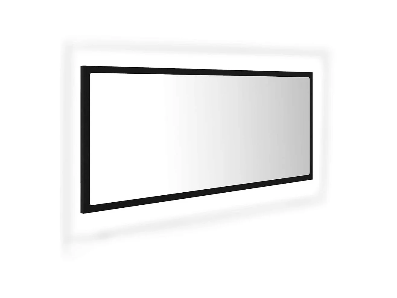 Espejo de baño LED acrílico negro 100x8,5x37 cm