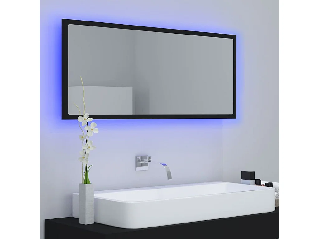 Miroir LED de salle de bain Noir 100x8,5x37