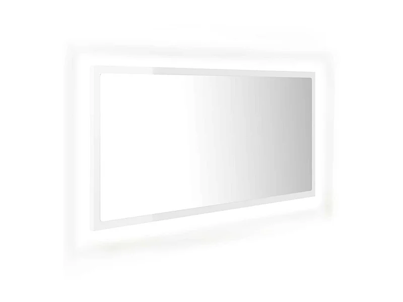 Miroir à LED de bain Blanc brillant 90x8,5x37