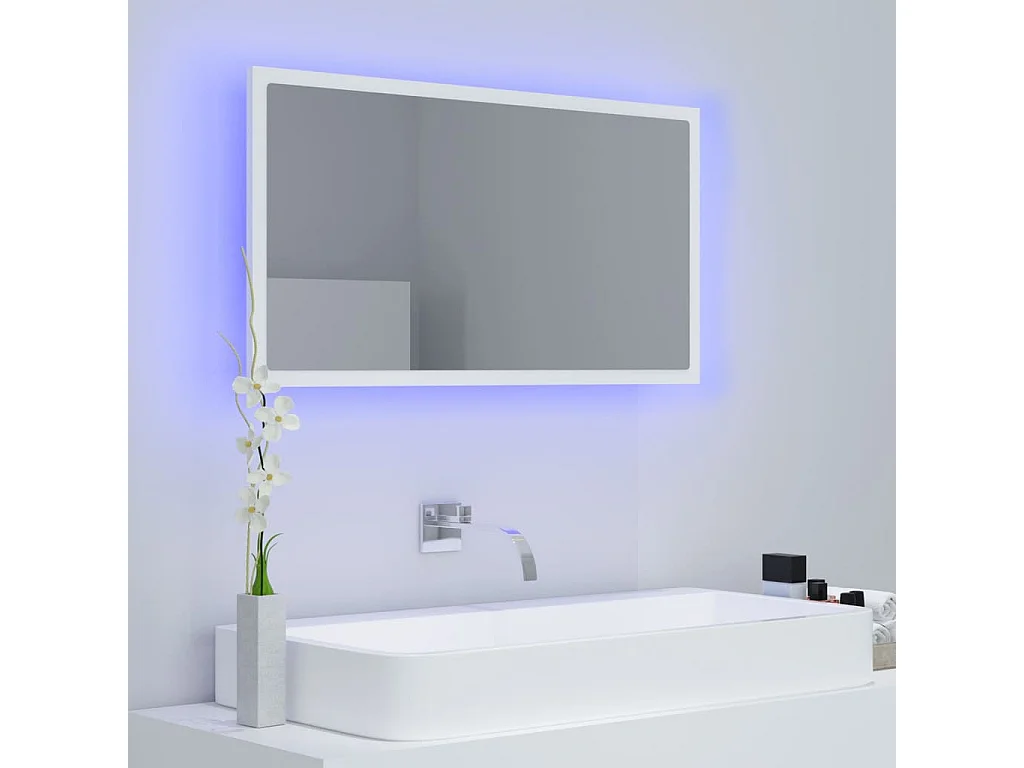 Miroir à LED de salle de bain Blanc 80x8,5x37