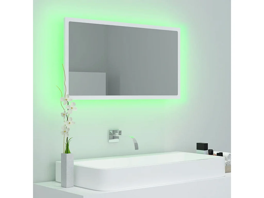 Miroir à LED de salle de bain Blanc 80x8,5x37