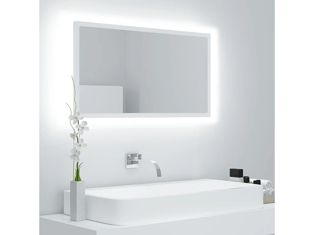 Miroir à LED de salle de bain Blanc 80x8,5x37