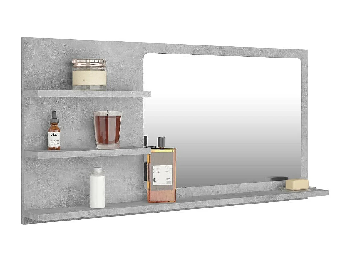 Miroir de salle de bain Gris béton 90x10,5x45