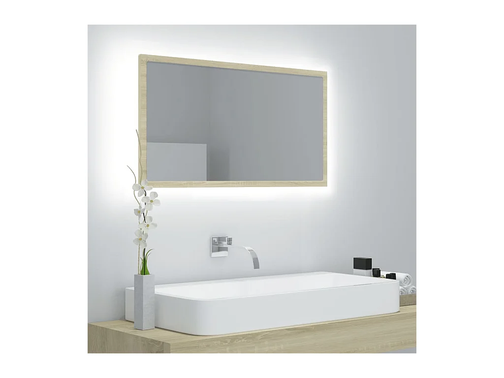 Miroir LED de salle de bain Chêne sonoma 80x8,5x37
