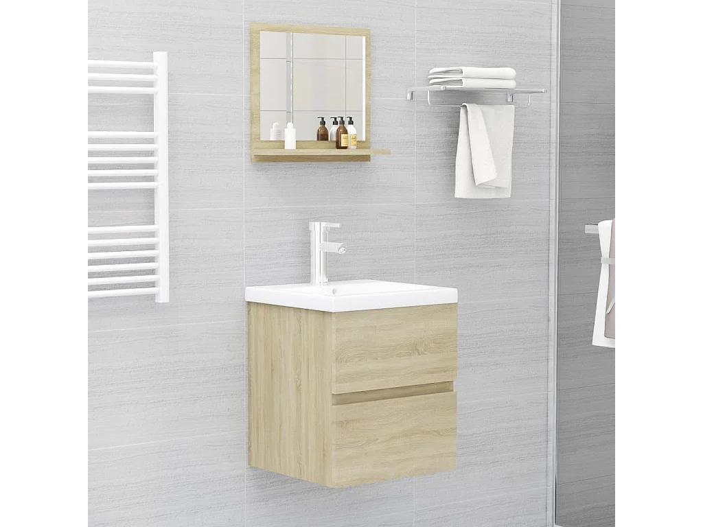 Miroir de salle de bain Blanc et chêne sonoma 40x10,5x37 2