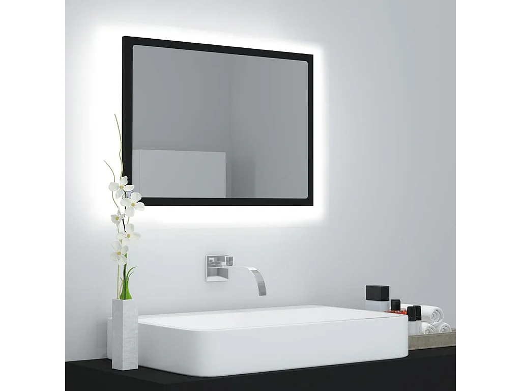 Miroir à LED de salle de bain Noir 60x8,5x37