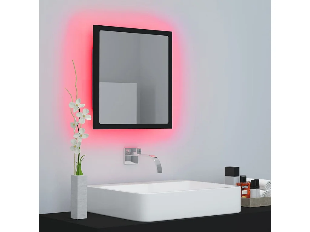 Miroir à LED de salle de bain Noir 40x8,5x37