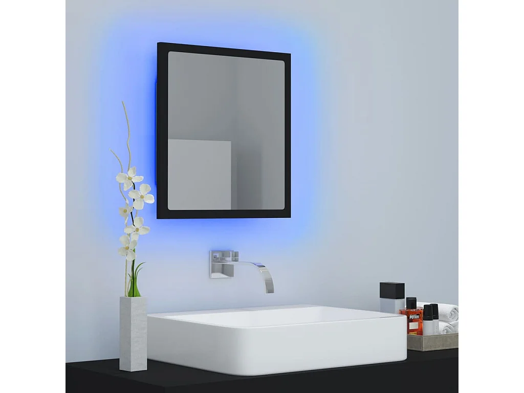 Miroir à LED de salle de bain Noir 40x8,5x37