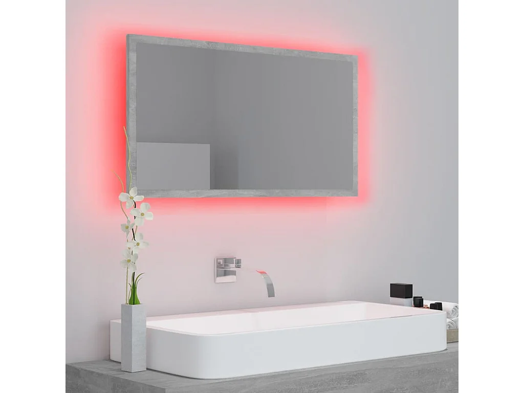 Miroir à LED de salle de bain Gris béton 80x8,5x37