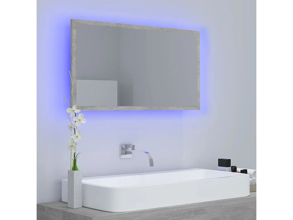 Miroir à LED de salle de bain Gris béton 80x8,5x37