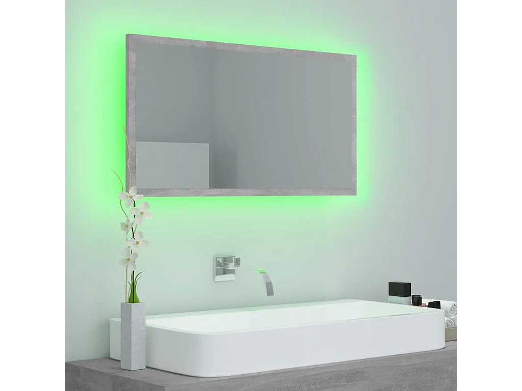 Miroir à LED de salle de bain Gris béton 80x8,5x37