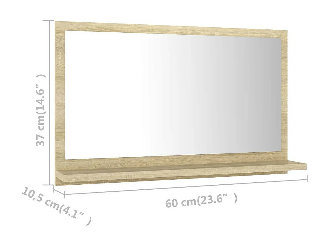 Miroir de salle de bain Chêne sonoma 60x10,5x37
