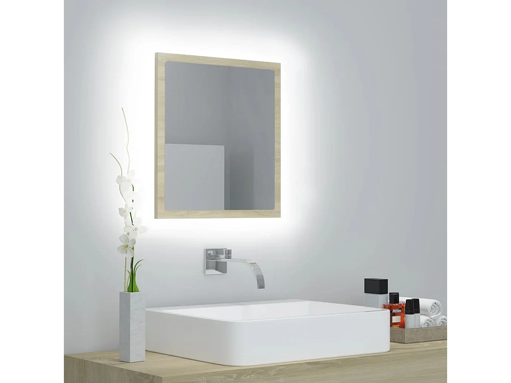 Miroir LED de salle de bain Chêne sonoma 40x8,5x37