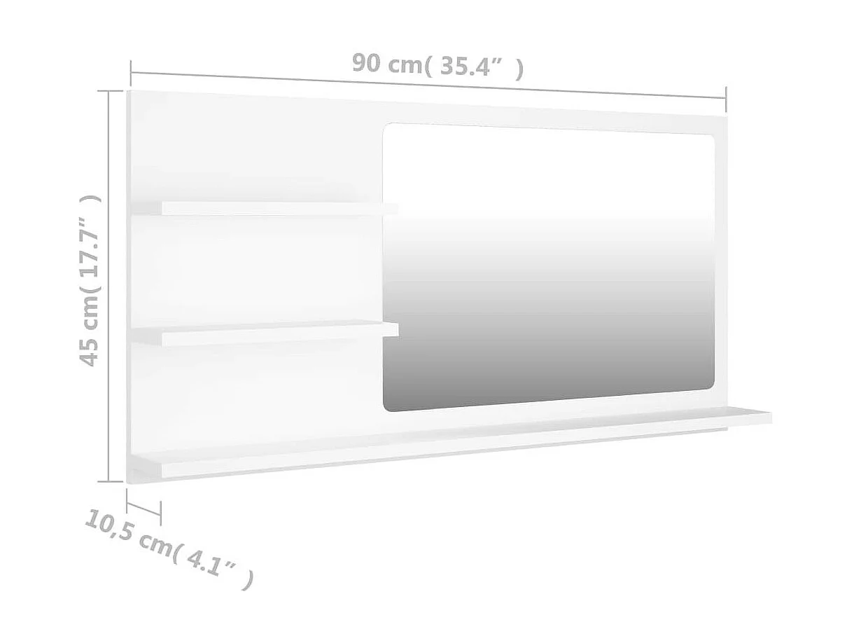 Miroir de salle de bain Blanc 90x10,5x45