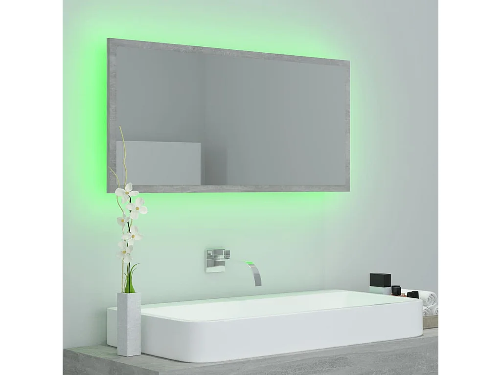 Miroir à LED de salle de bain Gris béton 90x8,5x37