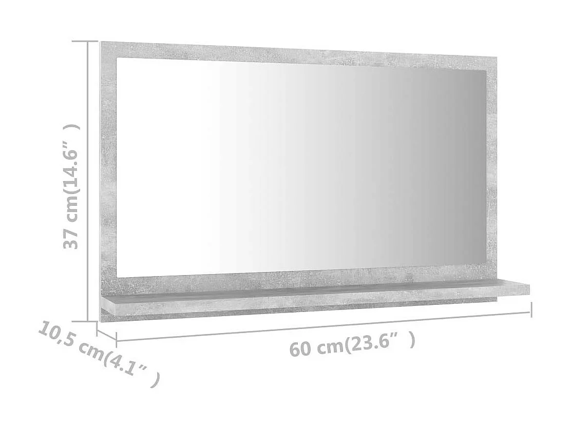 Miroir de salle de bain Gris béton 60x10,5x37