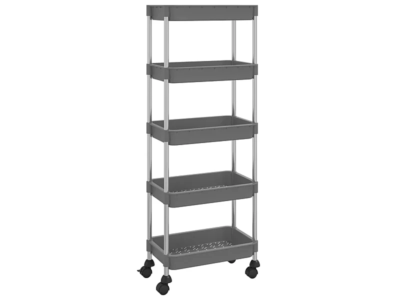 Chariot de cuisine 5 niveaux Gris 40x22x116 Fer et ABS