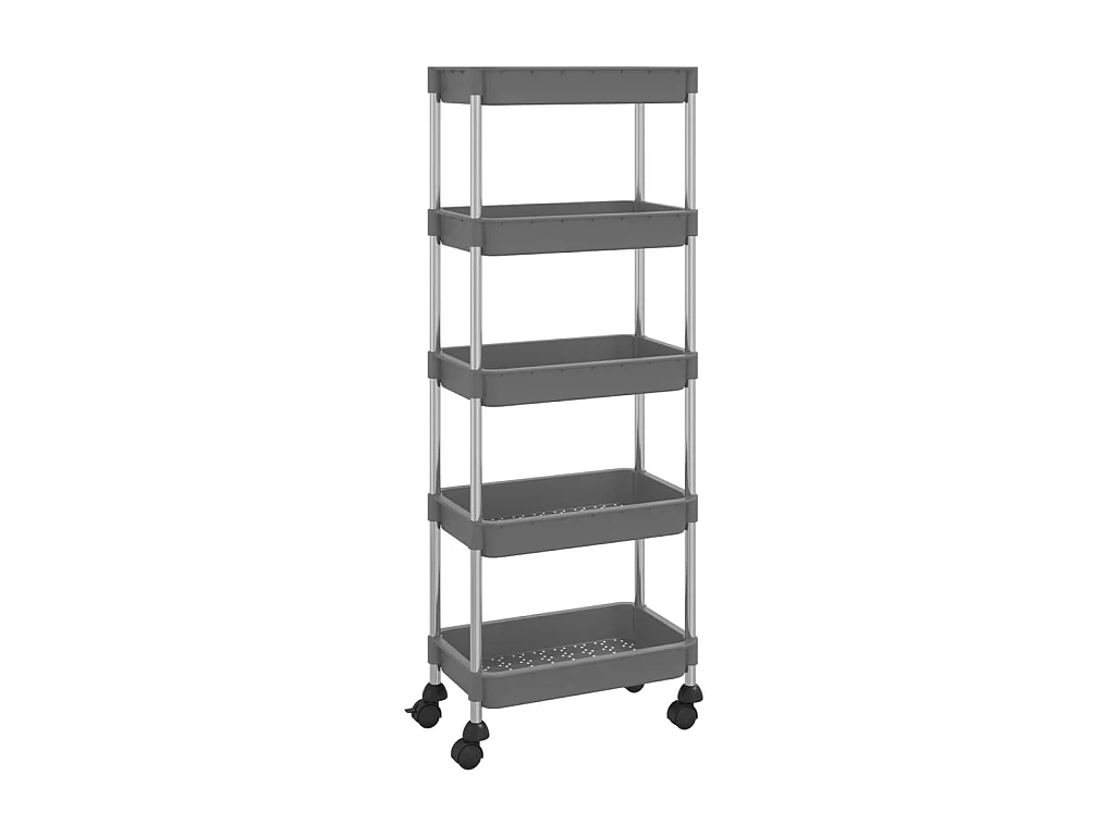 Chariot de cuisine 5 niveaux Gris 40x22x116 Fer et ABS