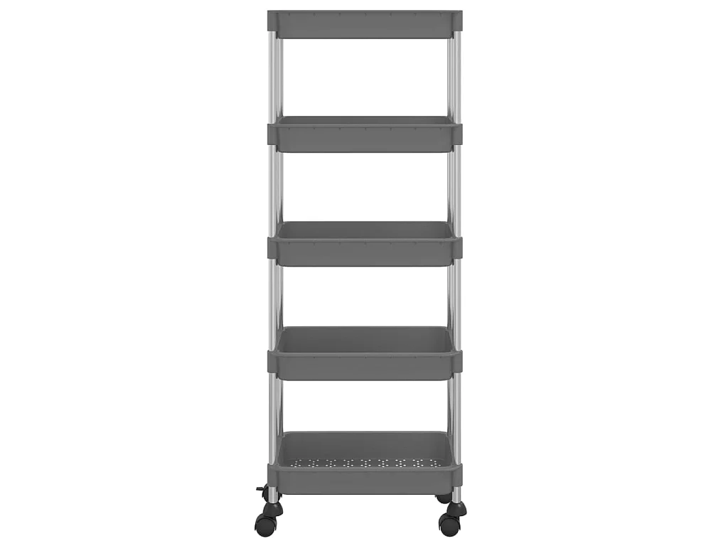 Chariot de cuisine 5 niveaux Gris 40x22x116 Fer et ABS