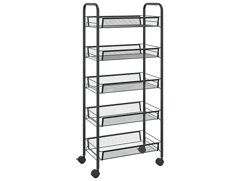 Chariot de cuisine à 5 niveaux Noir 46x26x105 Fer