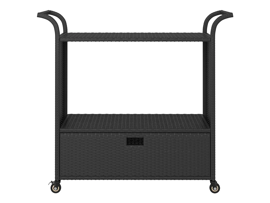 Chariot de bar avec tiroir Noir 100x45x97 Résine tressée