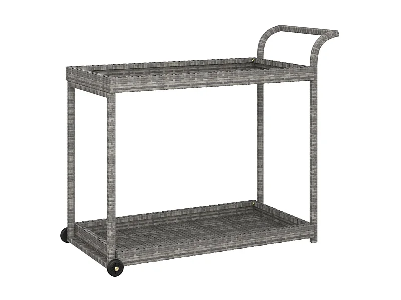 Chariot de bar Gris 100x45x83 Résine tressée