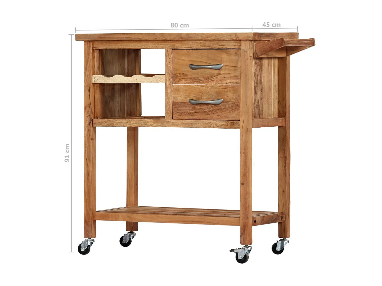 Chariot de cuisine 80x45x91 Bois d'acacia massif