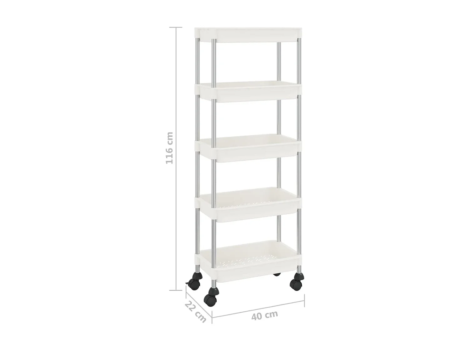 Chariot de cuisine 5 niveaux Blanc 40x22x116 Fer et ABS