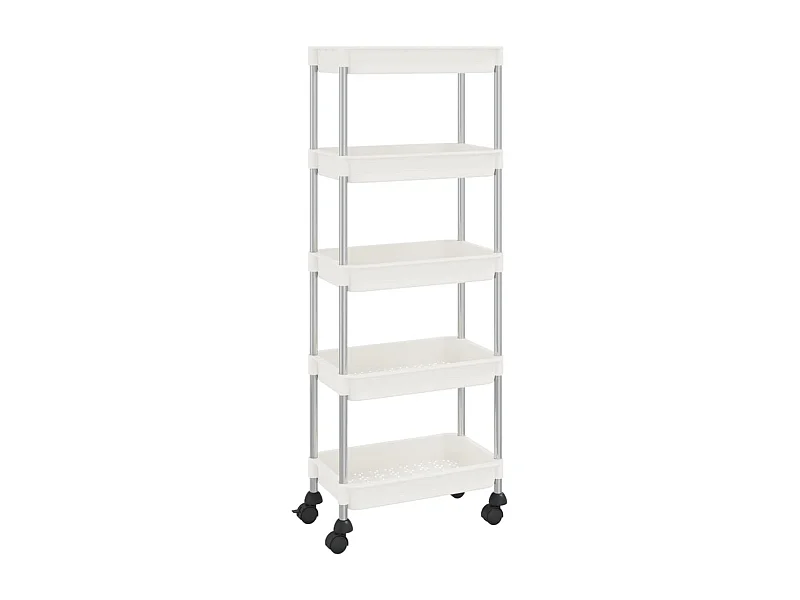 Chariot de cuisine 5 niveaux en métal Luiza 40cm - Compact et pratique-Blanc