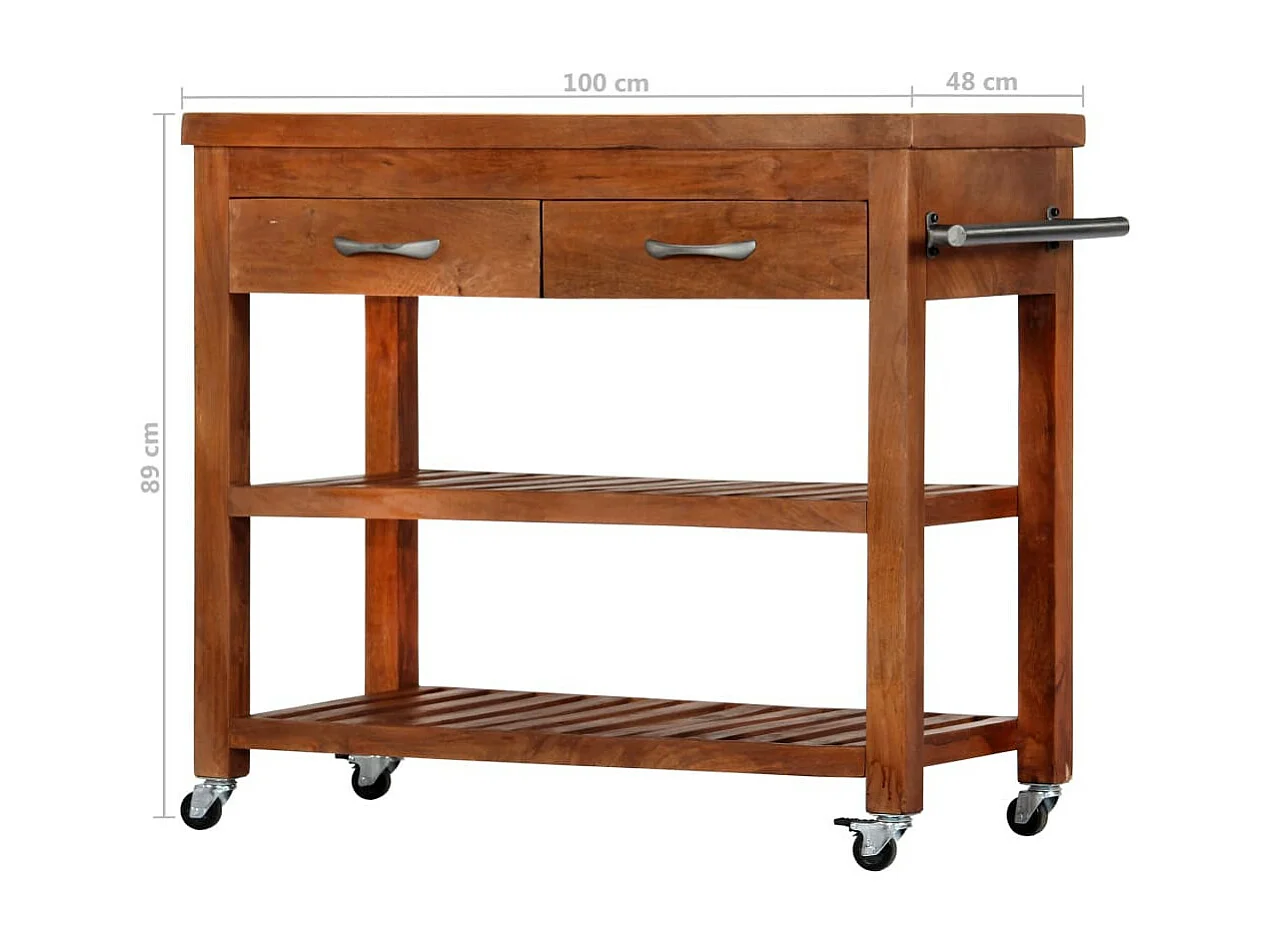 Chariot de cuisine 100x48x89 Bois d'acacia massif