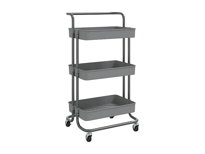 Chariot de cuisine 3 niveaux Gris 42x25x83,5 Fer et ABS