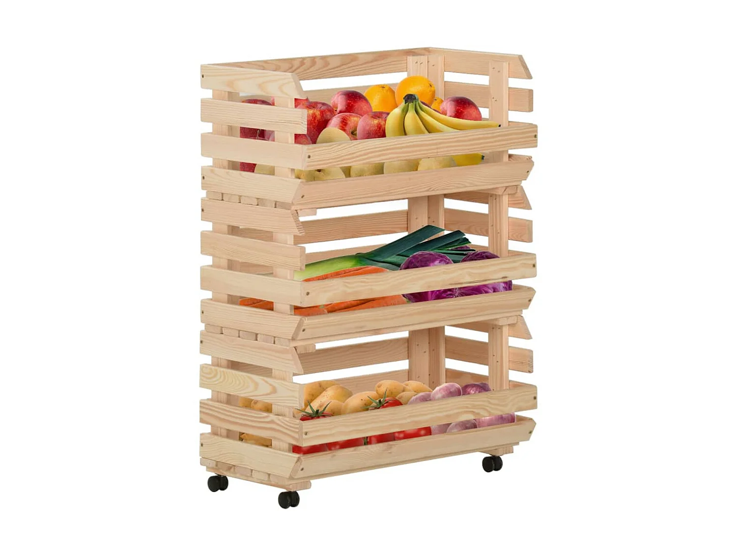 Chariot à légumes 57x30x80 Bois de pin solide