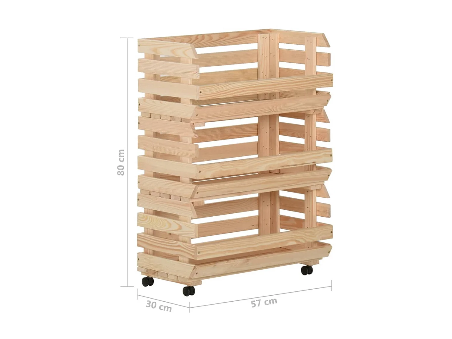 Chariot à légumes 57x30x80 Bois de pin solide