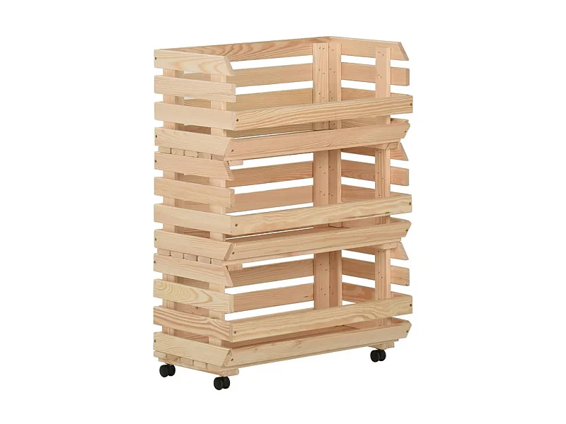 Chariot à légumes 57x30x80 Bois de pin solide