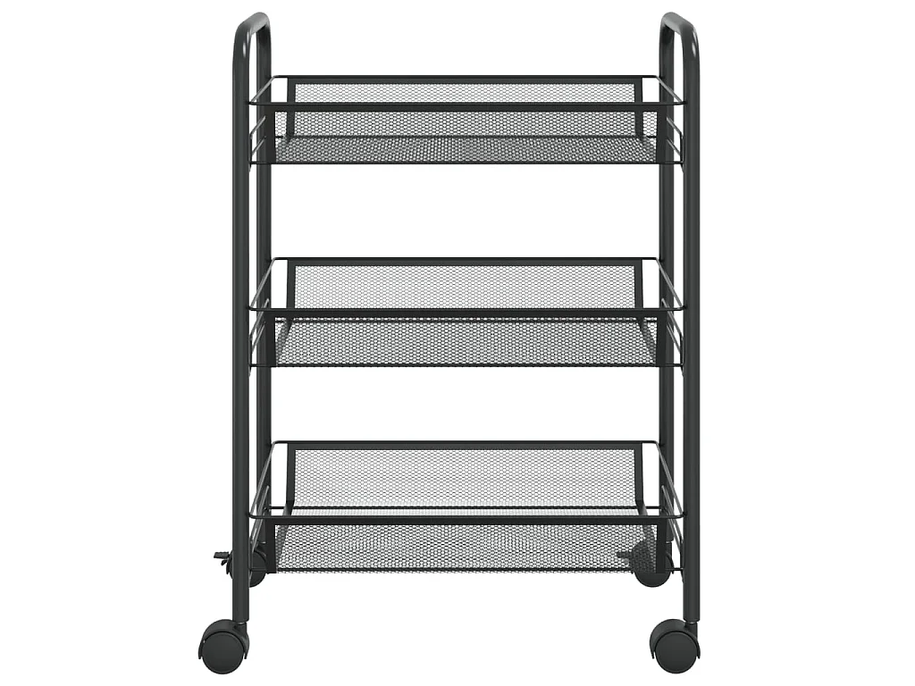 Chariot de cuisine à 3 niveaux Noir 46x26x64 Fer