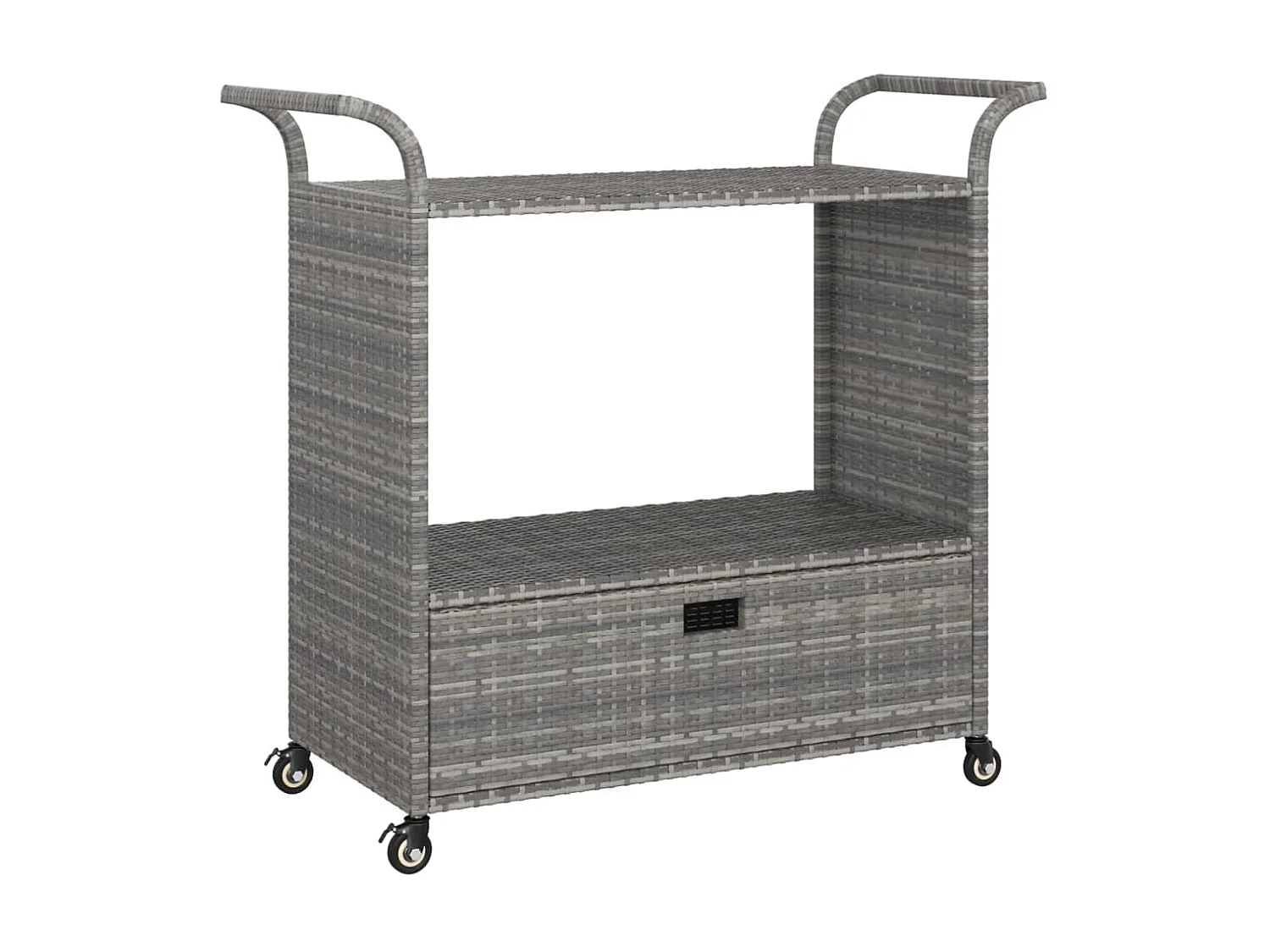 Chariot de bar avec tiroir Gris 100x45x97 Résine tressée
