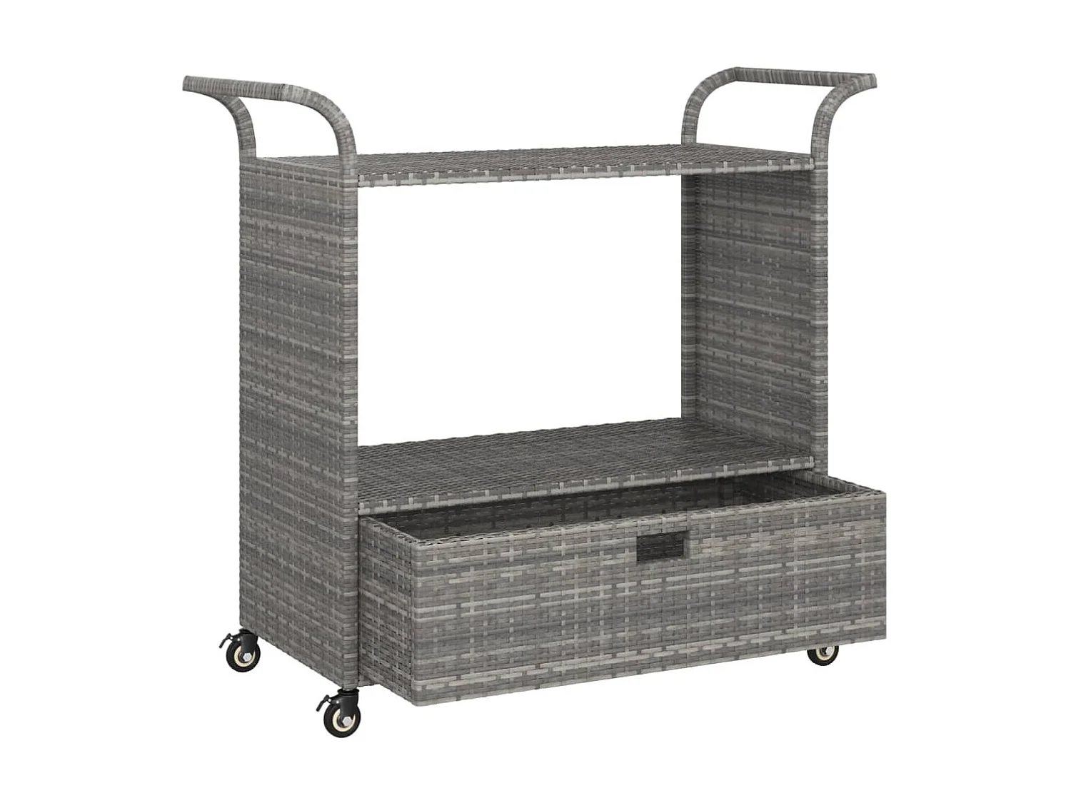 Chariot de bar avec tiroir Gris 100x45x97 Résine tressée