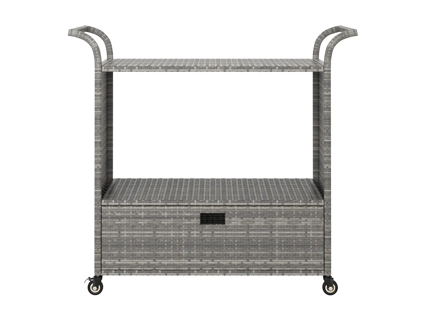 Chariot de bar avec tiroir Gris 100x45x97 Résine tressée