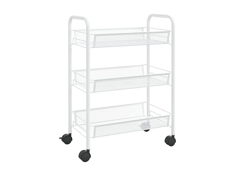 Chariot de cuisine à 3 niveaux Blanc 46x26x64 Fer