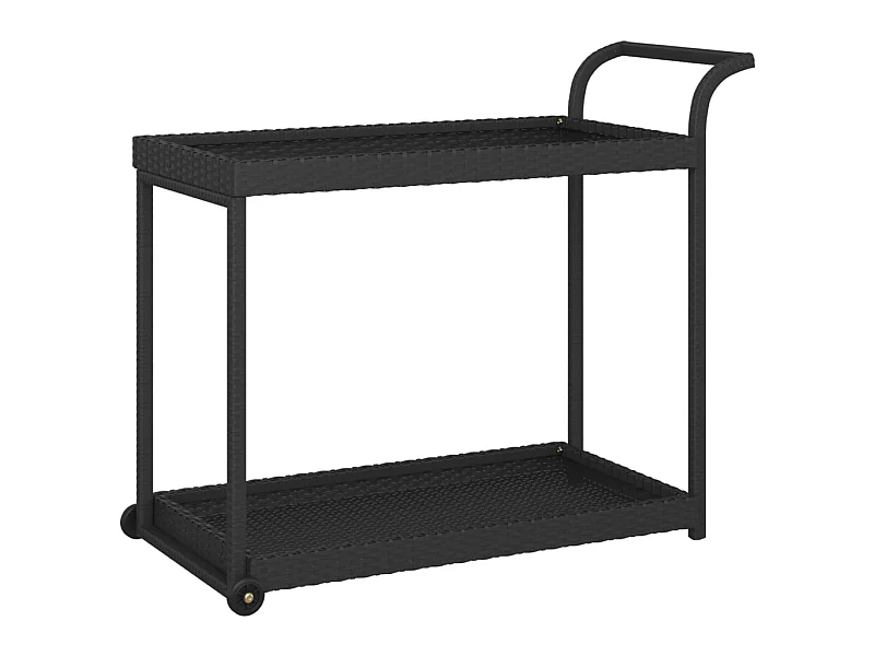 Chariot de bar Noir 100x45x83 Résine tressée