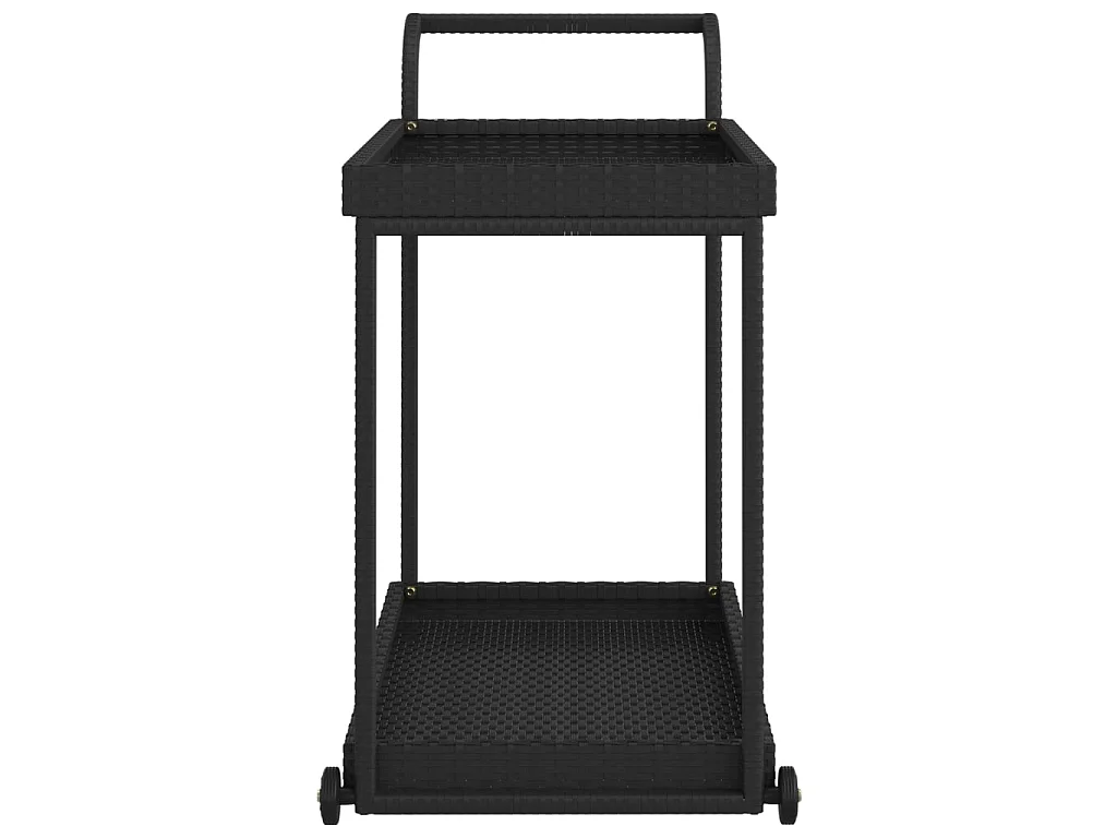 Chariot de bar Noir 100x45x83 Résine tressée