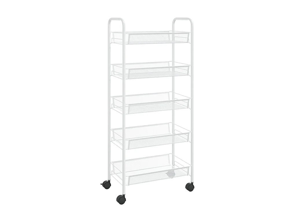 Chariot de cuisine à 5 niveaux Blanc 46x26x105 Fer