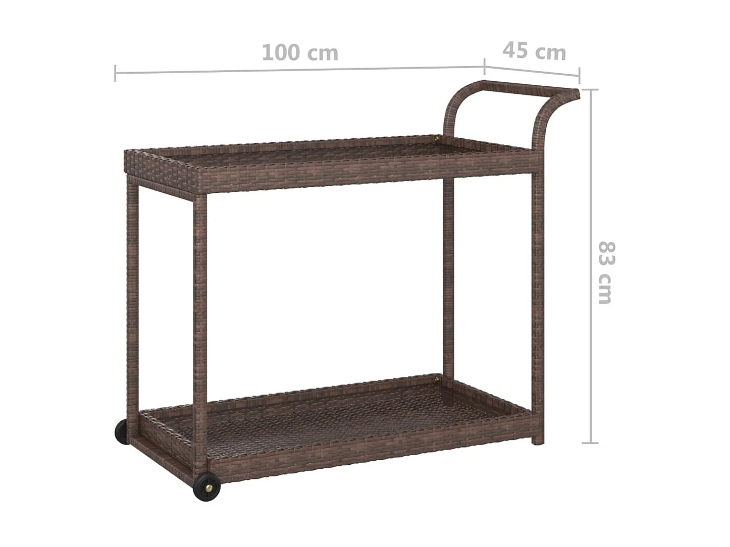 Chariot de bar Marron 100x45x83 Résine tressée